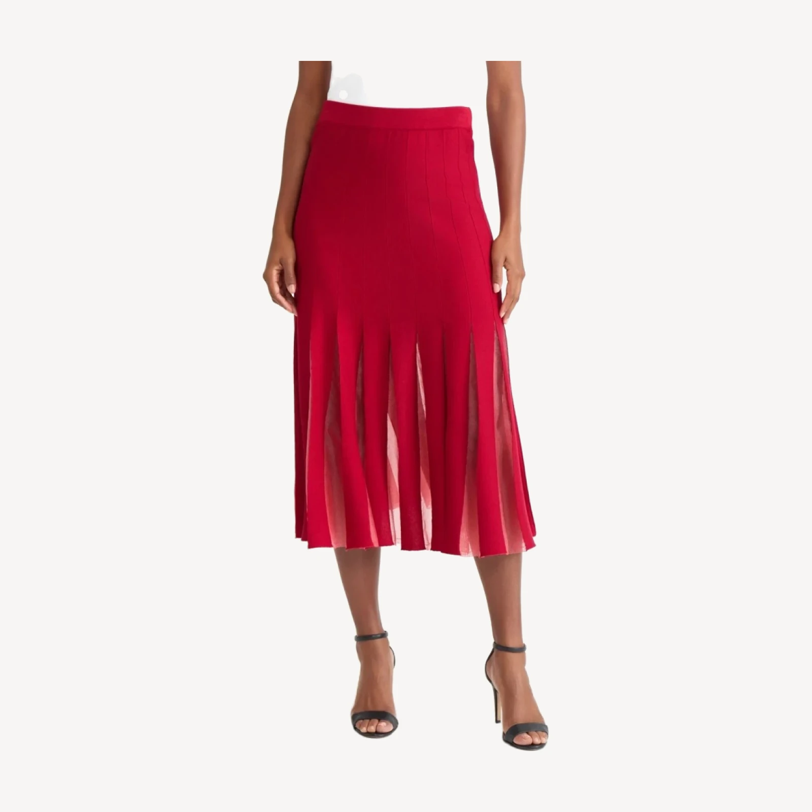 A-Line Sheer Panel Soft Knit Maxi Skirt - True Fit