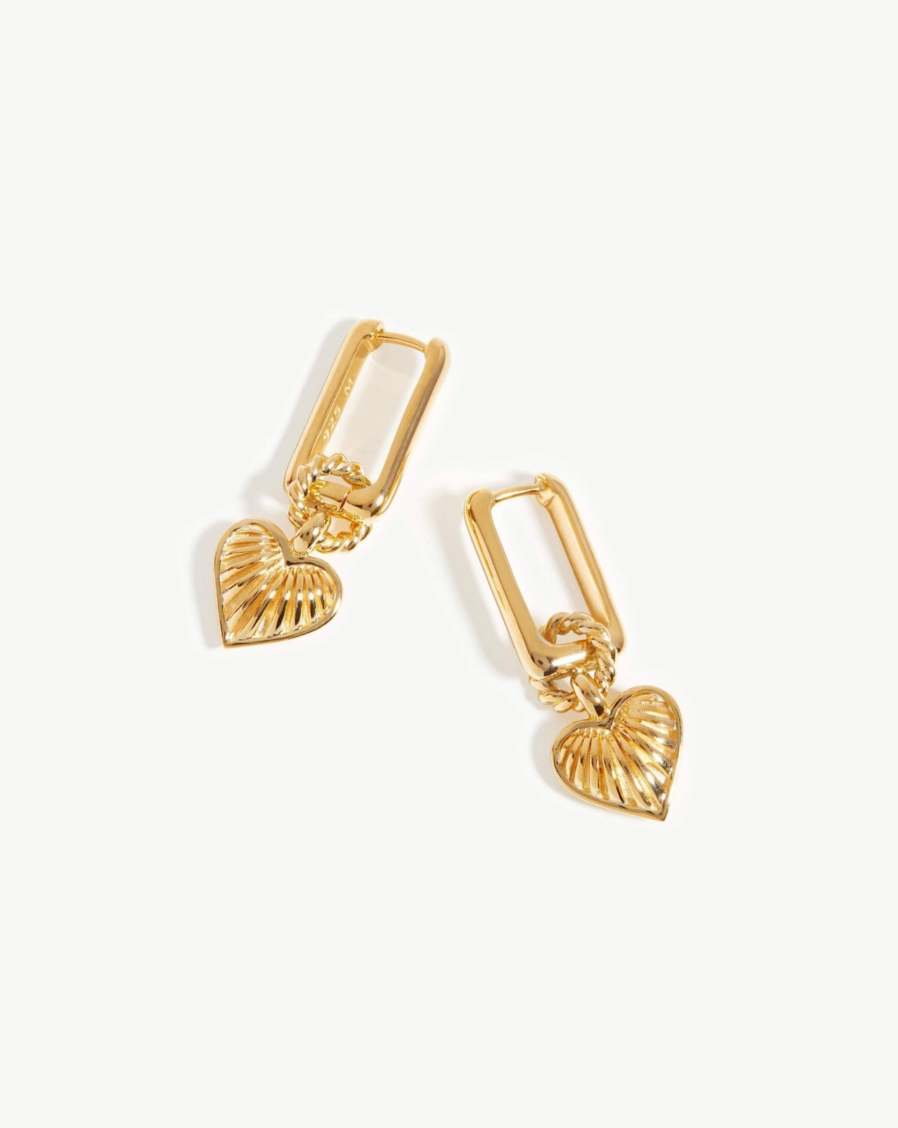 Ridge Heart Charm Earrings | 18ct Gold Plated
