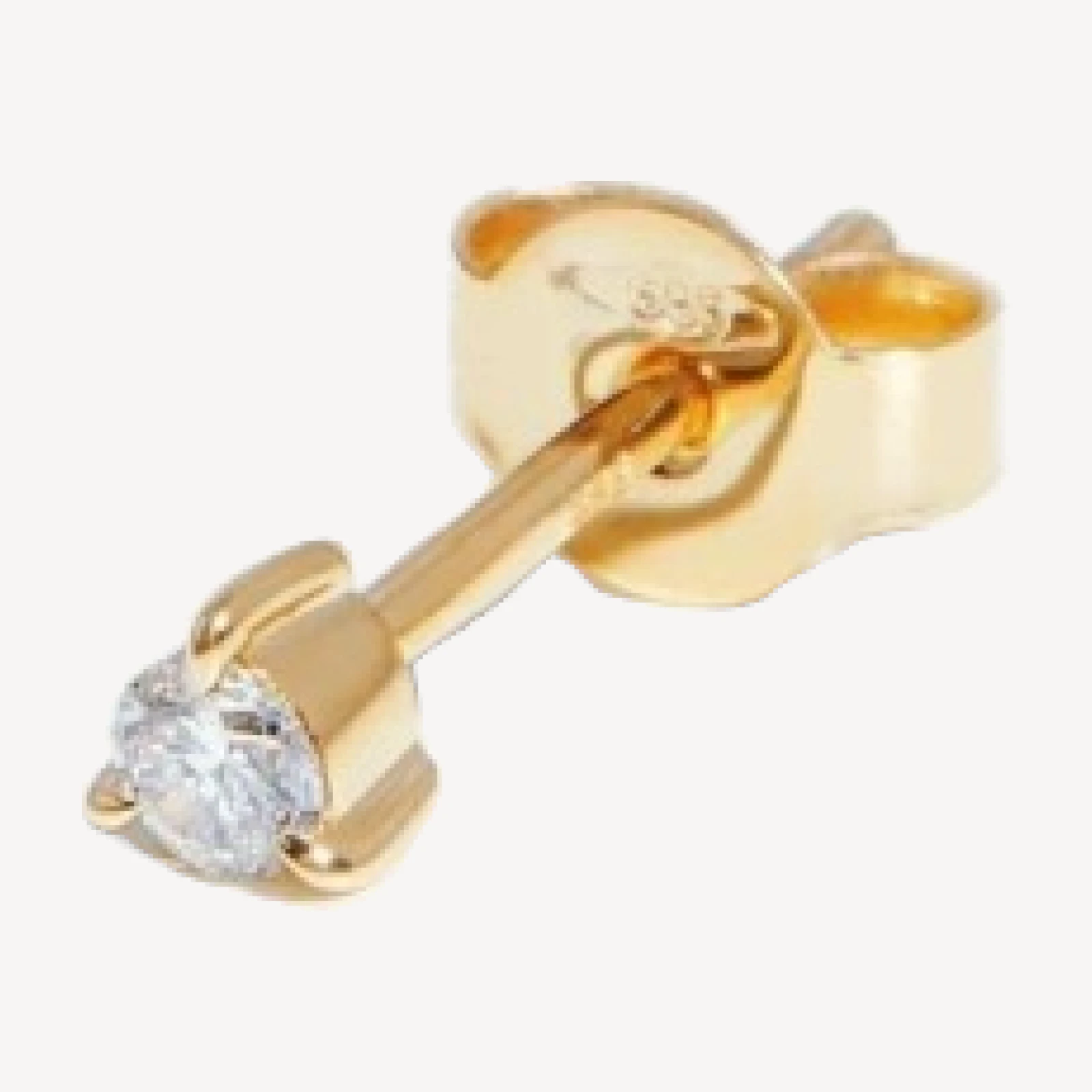 Solid Gold Solitaire Single Stud Earring