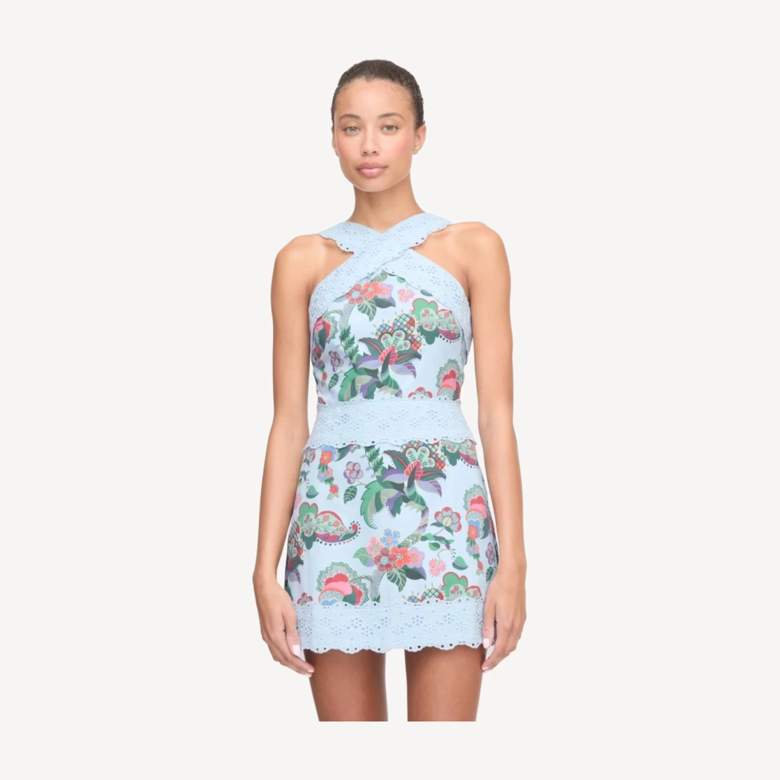 The Meagan Dress - Light Blue Jungle Floral