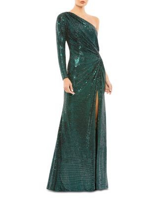 Mac Duggal One Shoulder Sequined Gown
