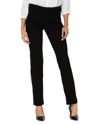 Nydj Marilyn High Rise Straight Jeans in Black
