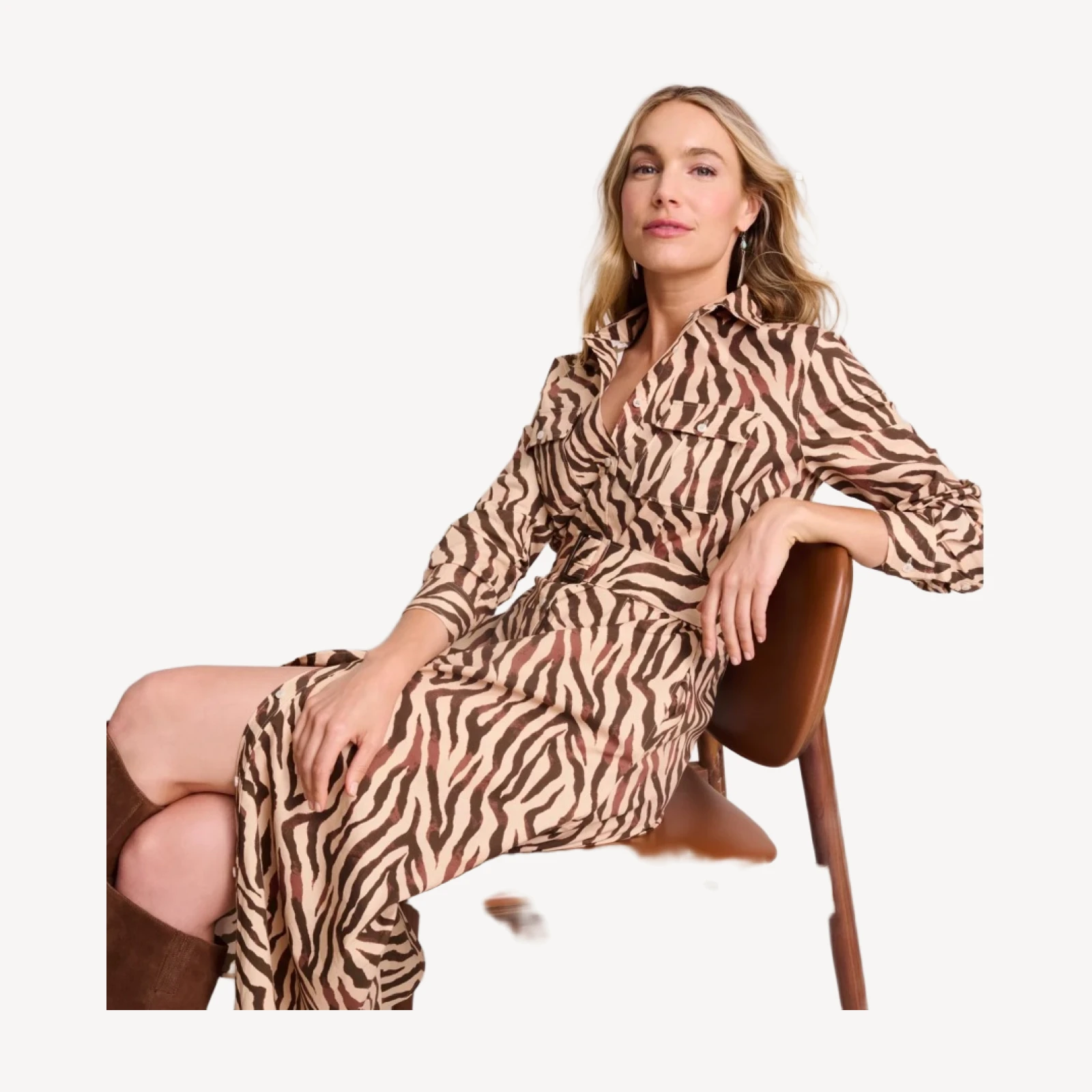 Stretch Cotton Safari Print Elise Shirt Dress