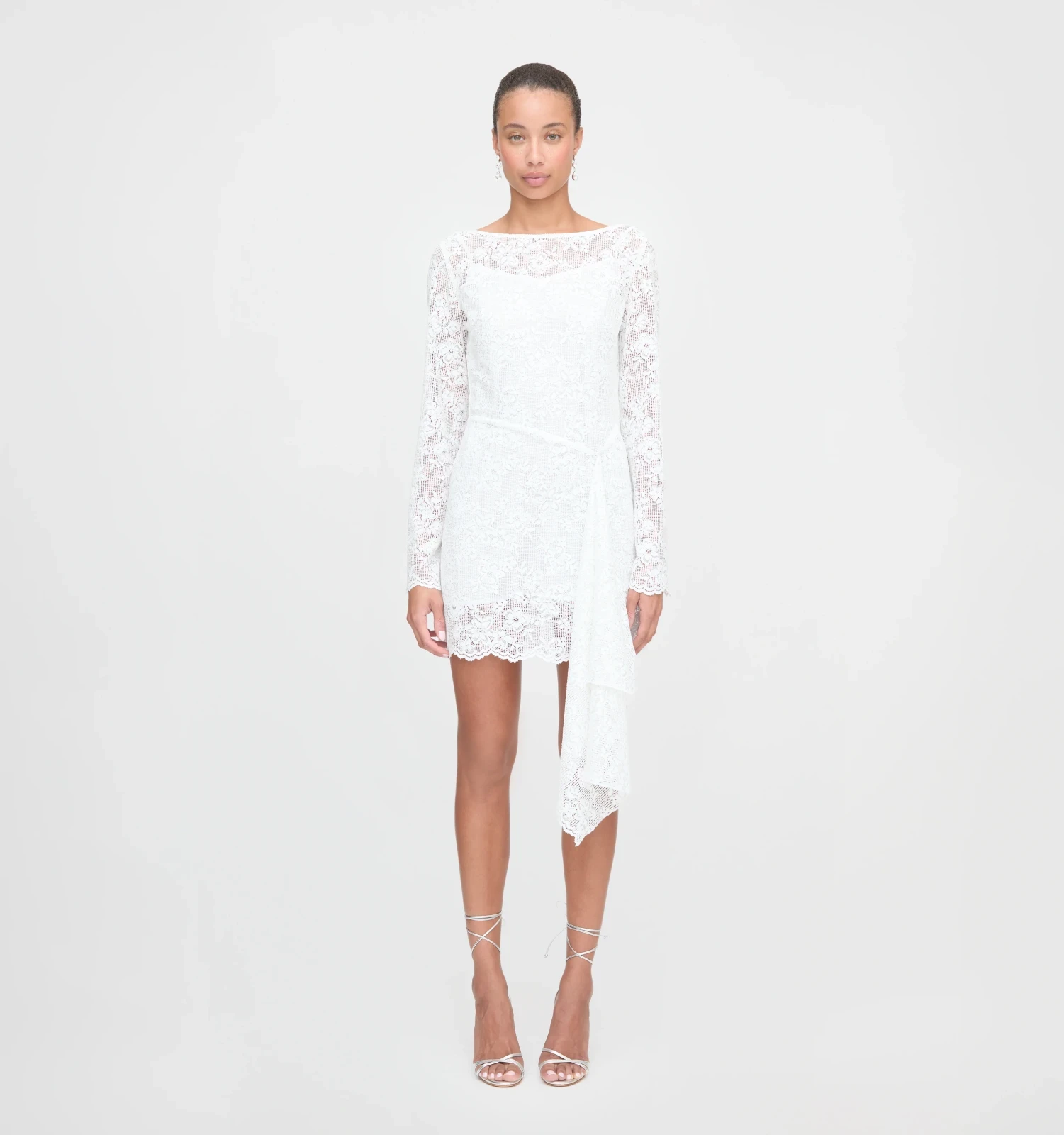 The Becca Dress - White Metallic Lace