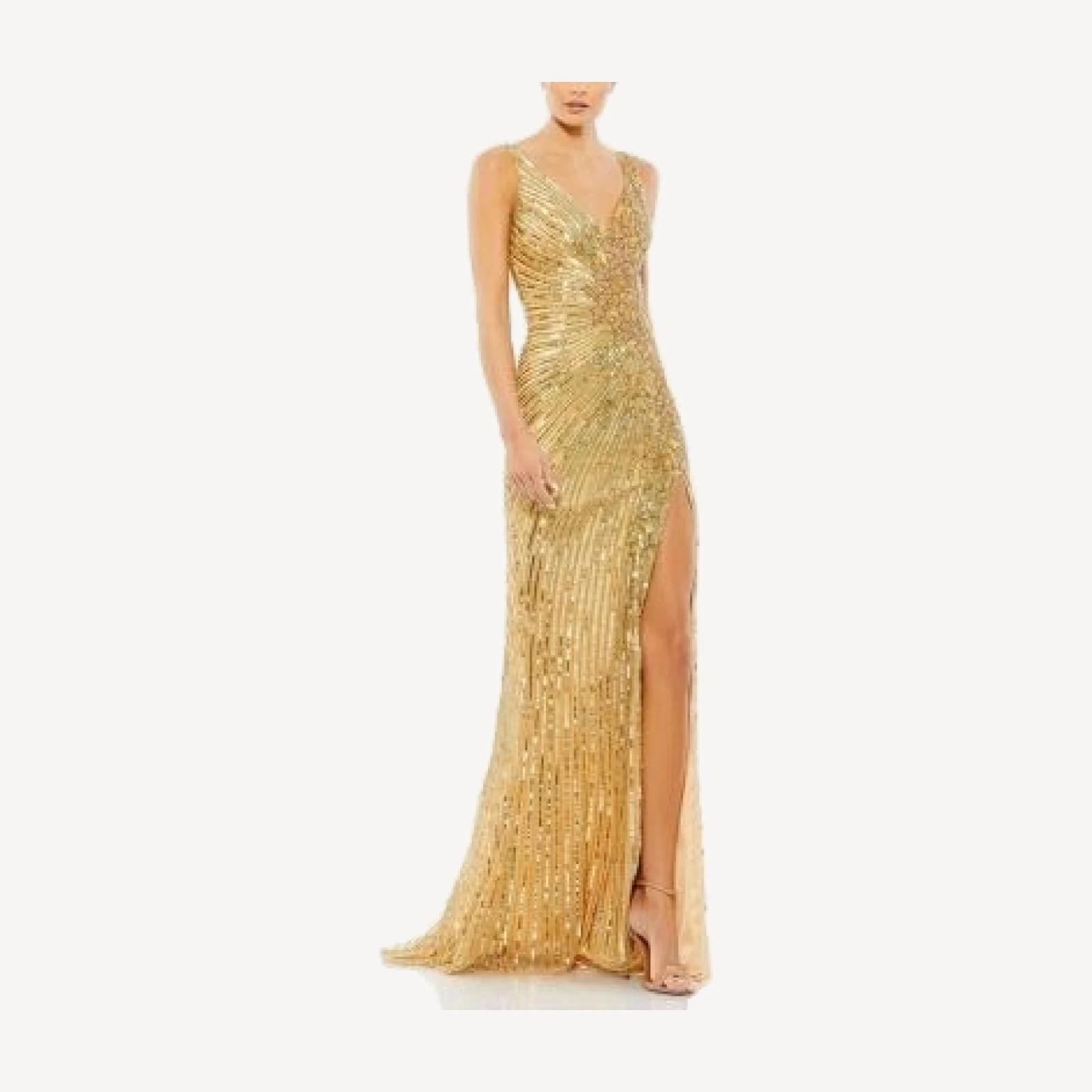 Mac Duggal Beaded Floral Sleeveless Gown