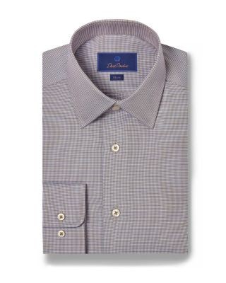 David Donahue Cotton Micro Dobby Slim Fit Dress Shirt