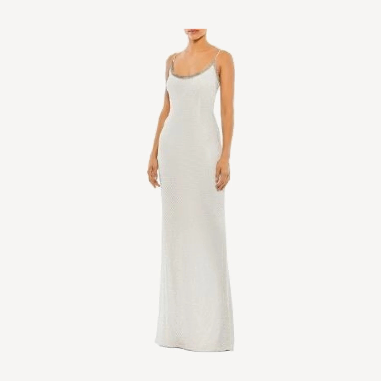 Mac Duggal Beaded Spaghetti Strap Column Gown