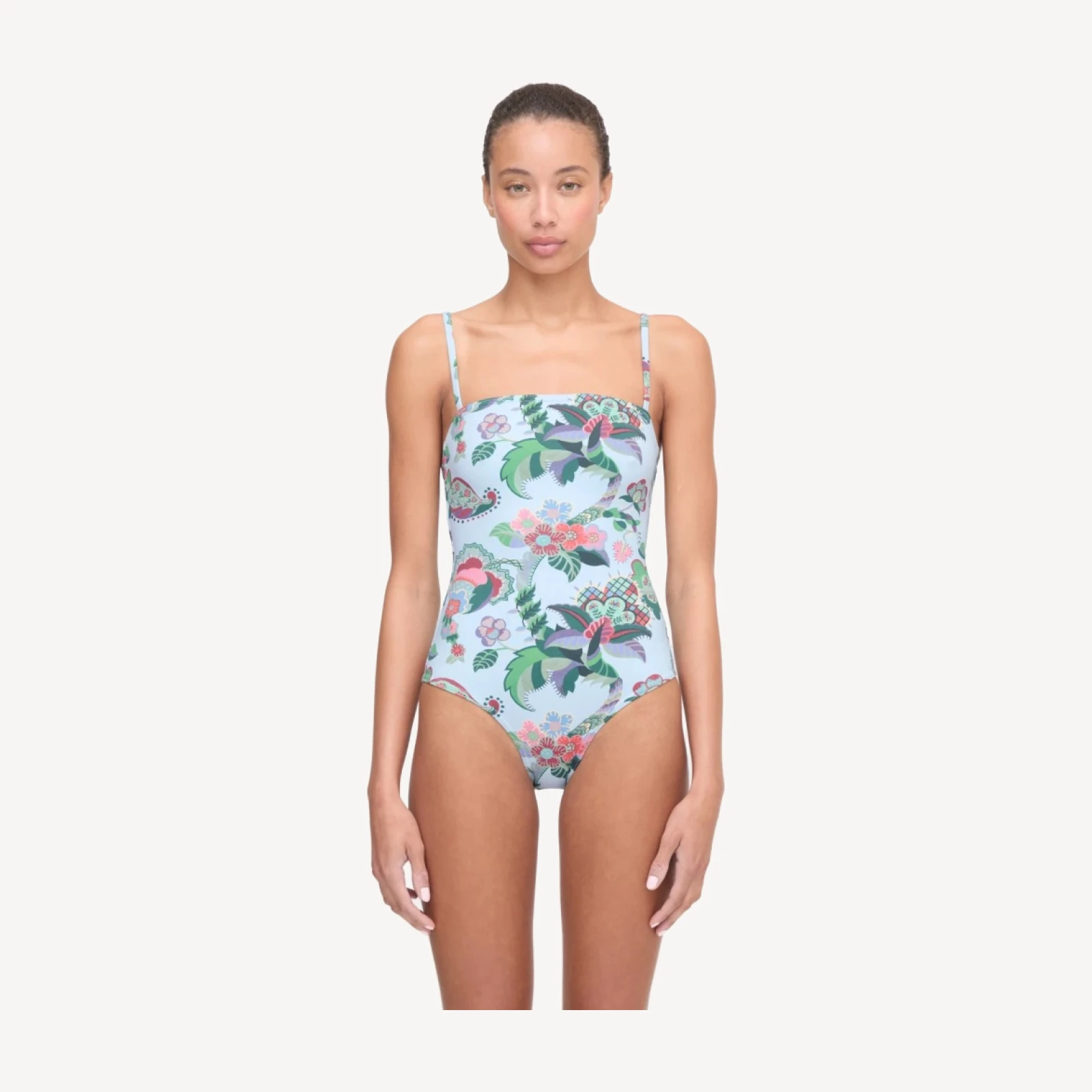 The Giana One Piece - Light Blue Jungle Floral
