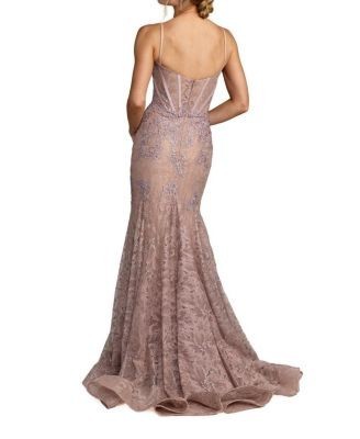 Mac Duggal Embroidered Lace Sleeveless Mermaid Gown