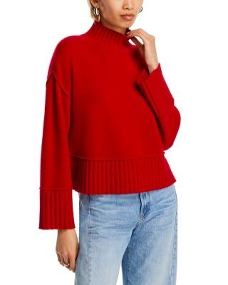 Aqua 100% Cashmere Boxy Mock Neck Cashmere Sweater - Exclusive