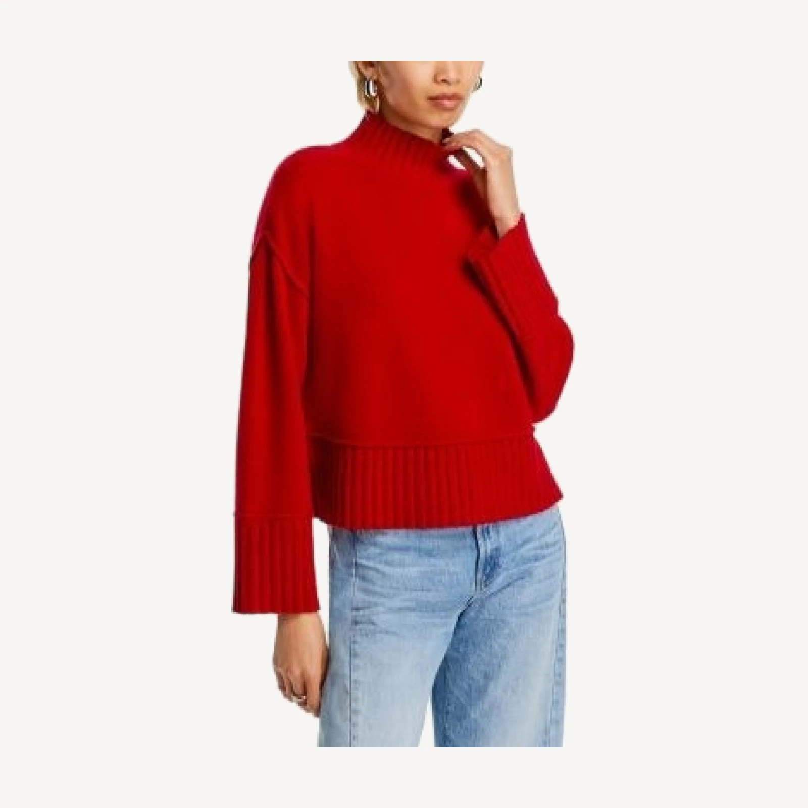 Aqua 100% Cashmere Boxy Mock Neck Cashmere Sweater - Exclusive
