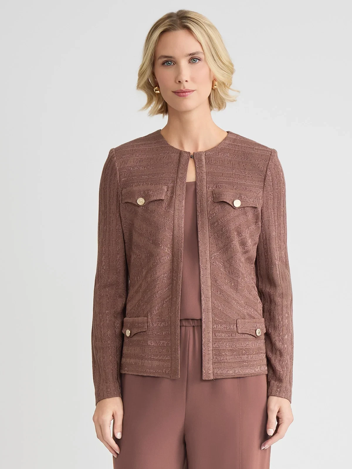 Tailored Tonal Striped Knit Jacket, photo 2