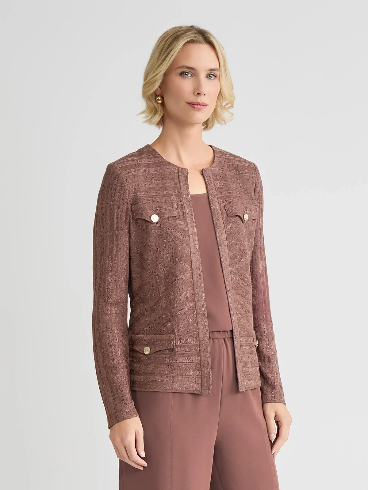 Tailored Tonal Striped Knit Jacket, photo 3