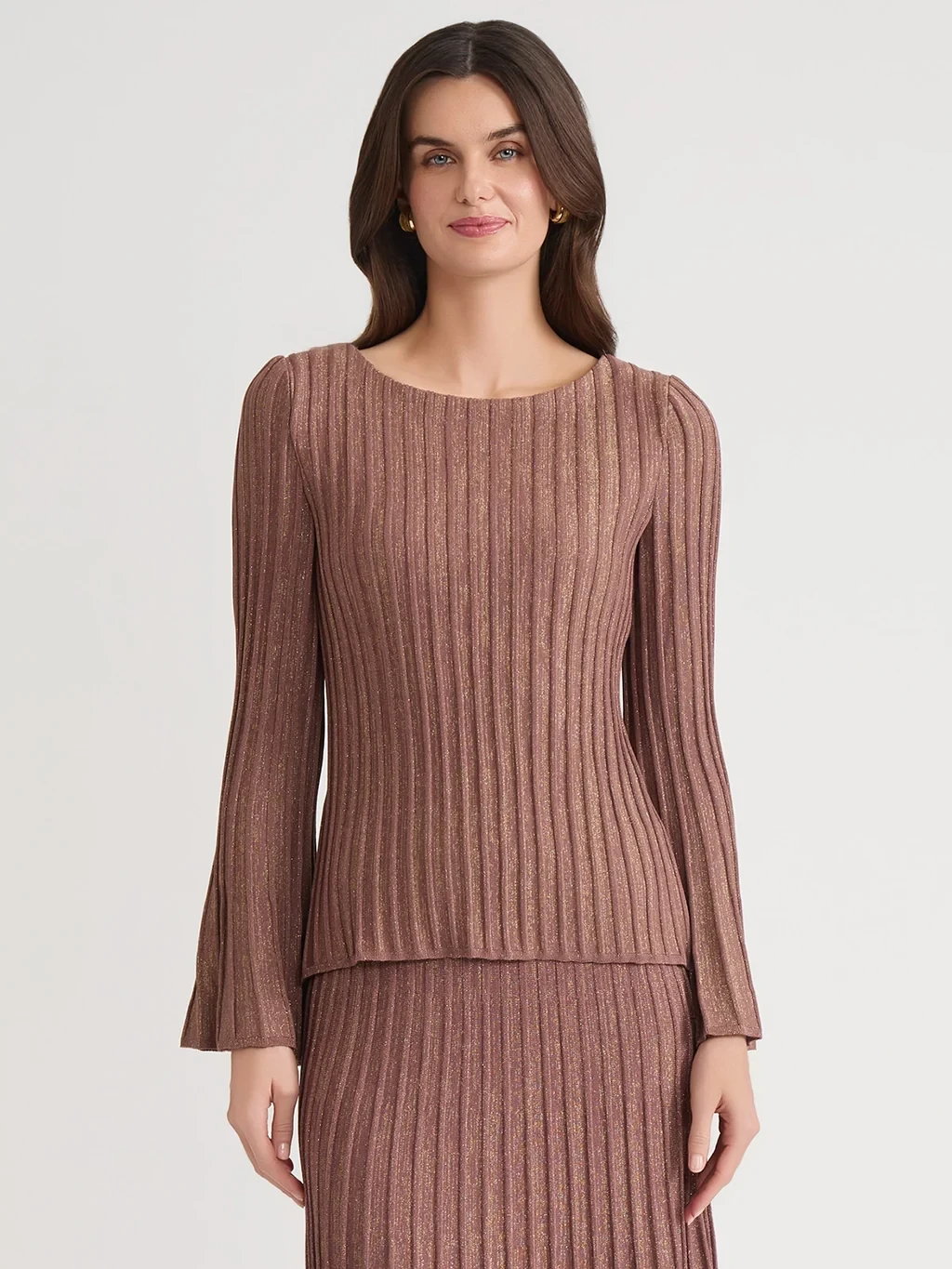 Lurex Bell Sleeve Soft Knit Tunic