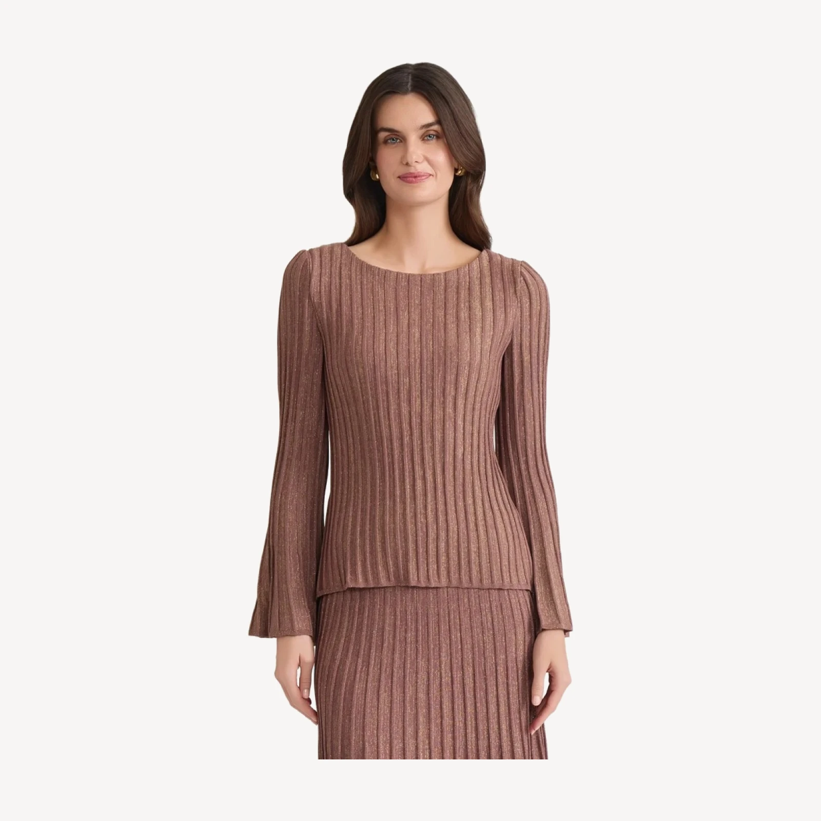 Lurex Bell Sleeve Soft Knit Tunic