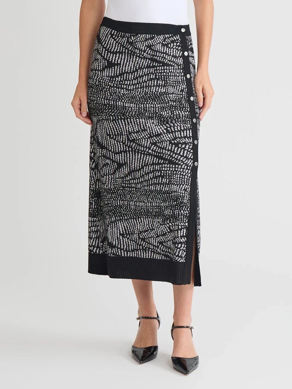 Abstract Animal Print Soft Knit Straight Skirt