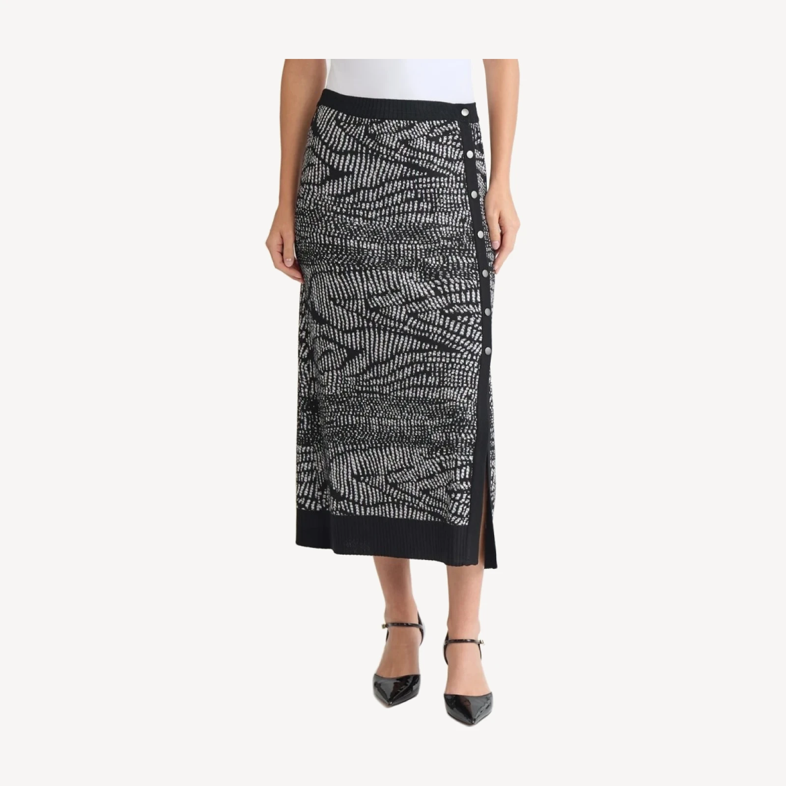 Abstract Animal Print Soft Knit Straight Skirt