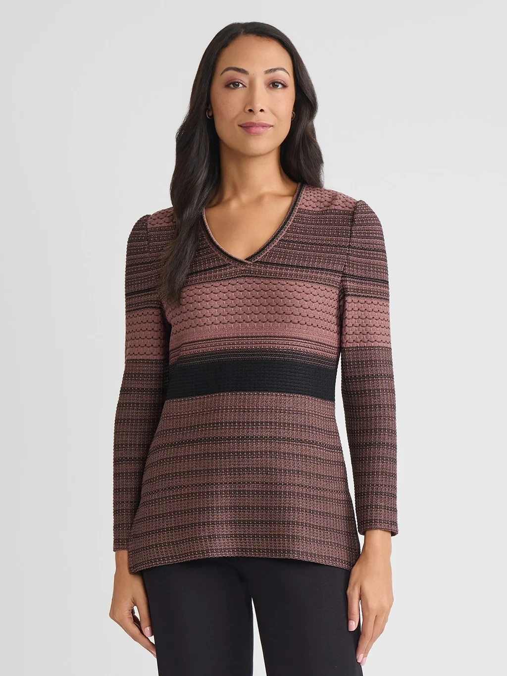Multi-Stitch Jacquard Knit Tunic