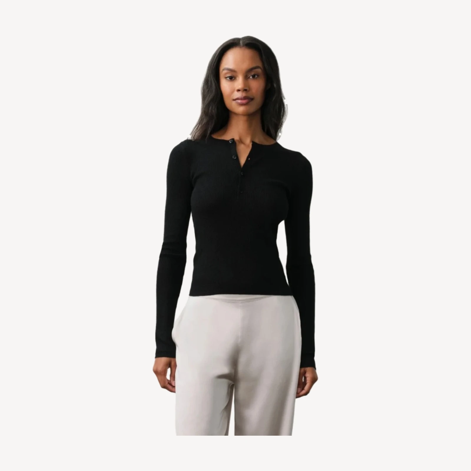 MARLOWE CASHMERE HENLEY - BLACK
