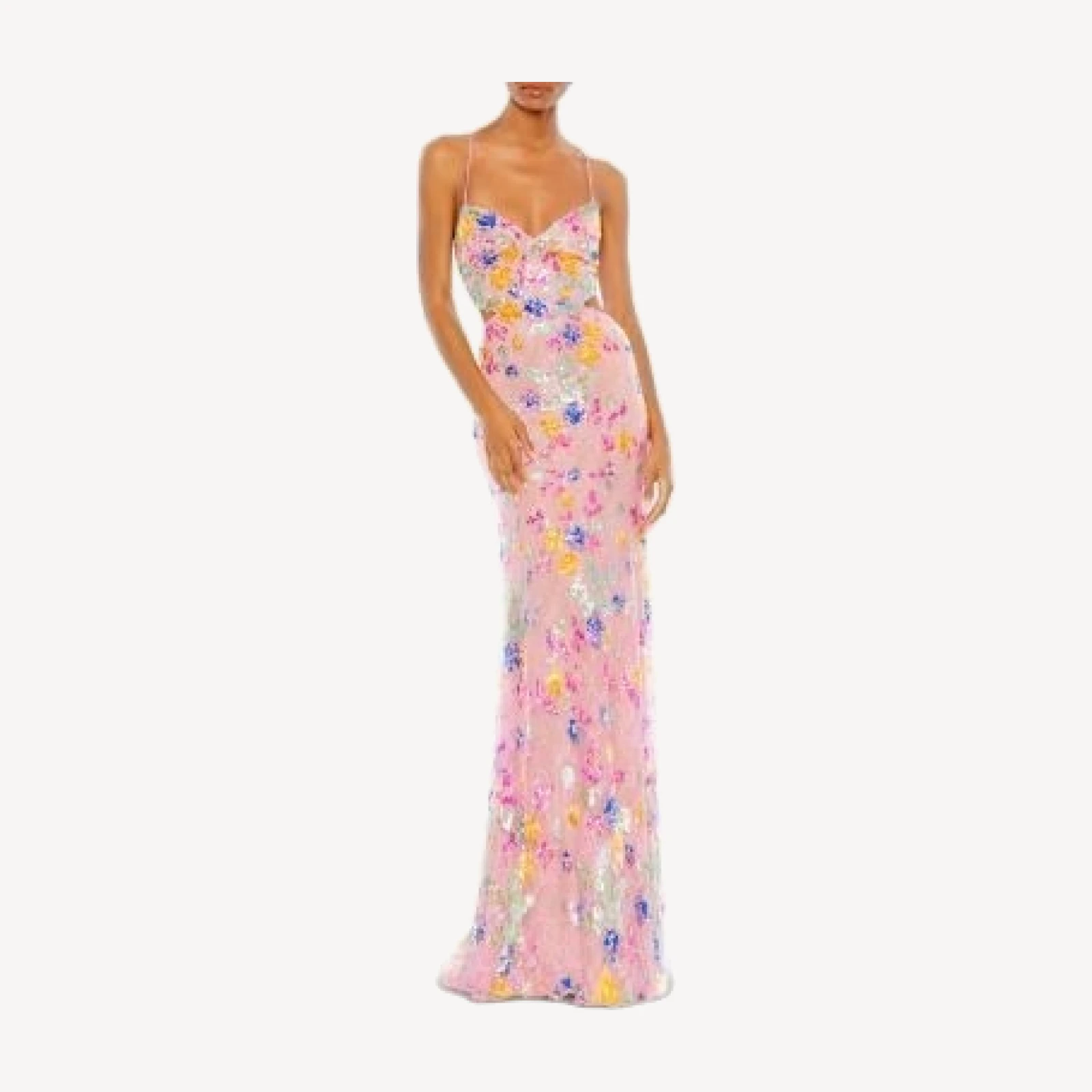 Mac Duggal Embellished Lace Strappy Column Gown