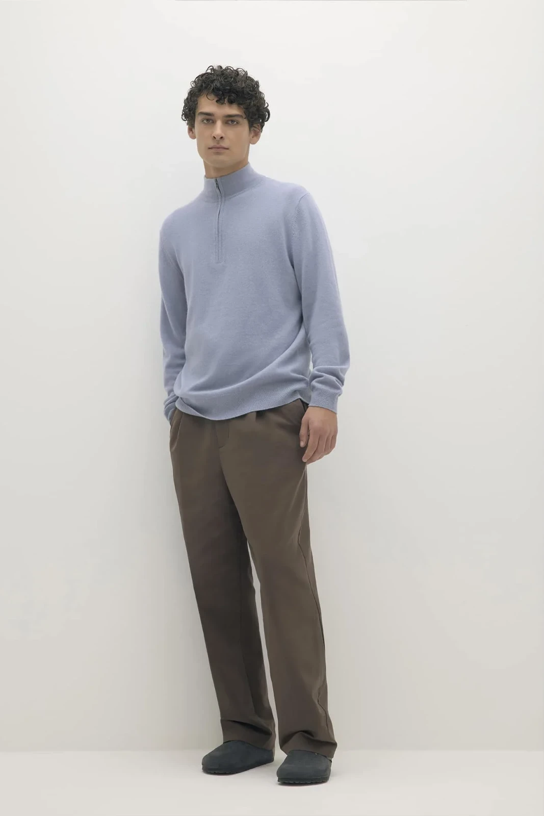 PHILLIP QUARTER-ZIP CASHMERE SWEATER - PACIFIC
