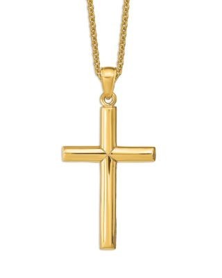 Bloomingdale's Fine Collection Men's Polished Cross Pendant Necklace in 14K Yellow Gold, 20