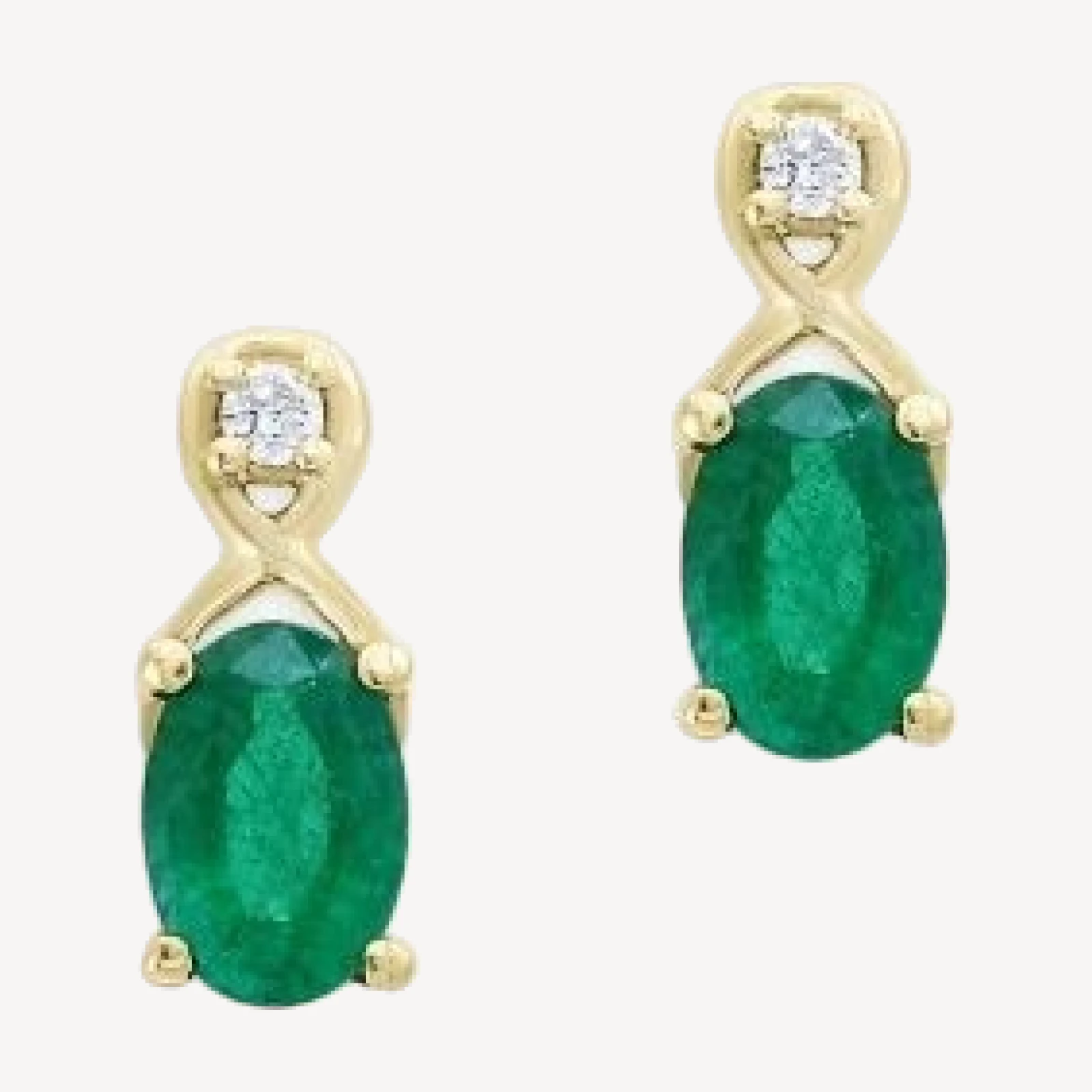 Emerald and Diamond Drop Earrings in 14K Yellow Gold