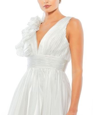 Mac Duggal Ruffle V Neck Fit & Flare Mini Dress