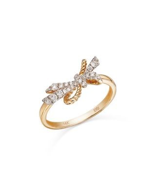 Bloomingdale's Fine Collection Diamond Bow Ring in 14K Yellow Gold, 0.25 tcw