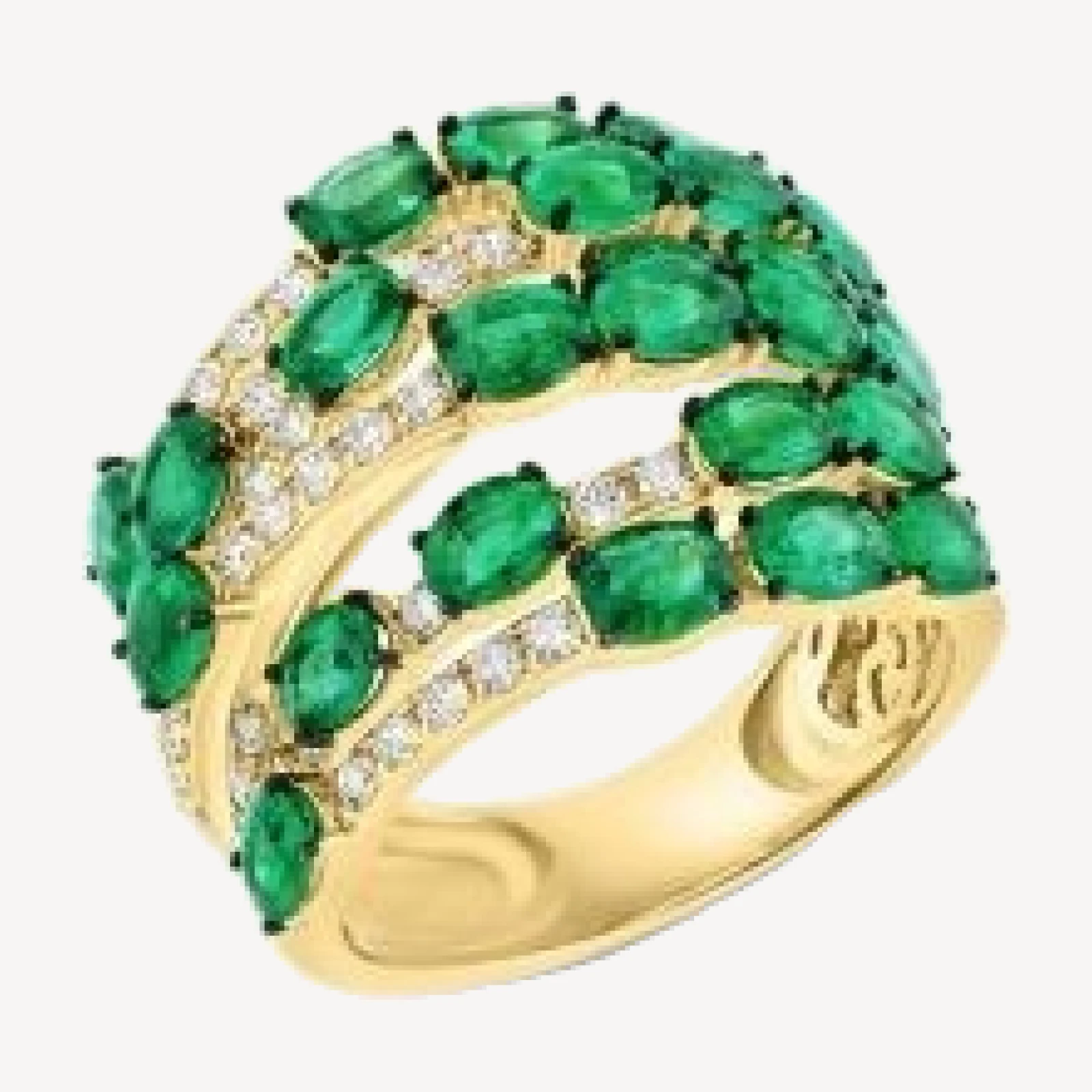 Bloomingdale's Fine Collection Emerald & Diamond Multi Row Band in 14K Yellow Gold