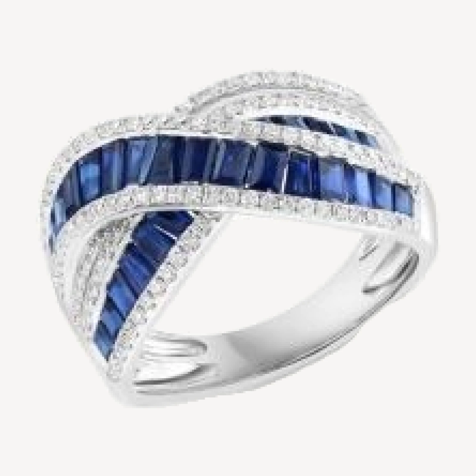 Bloomingdale's Fine Collection Sapphire & Diamond Crossover Ring in 14K White Gold