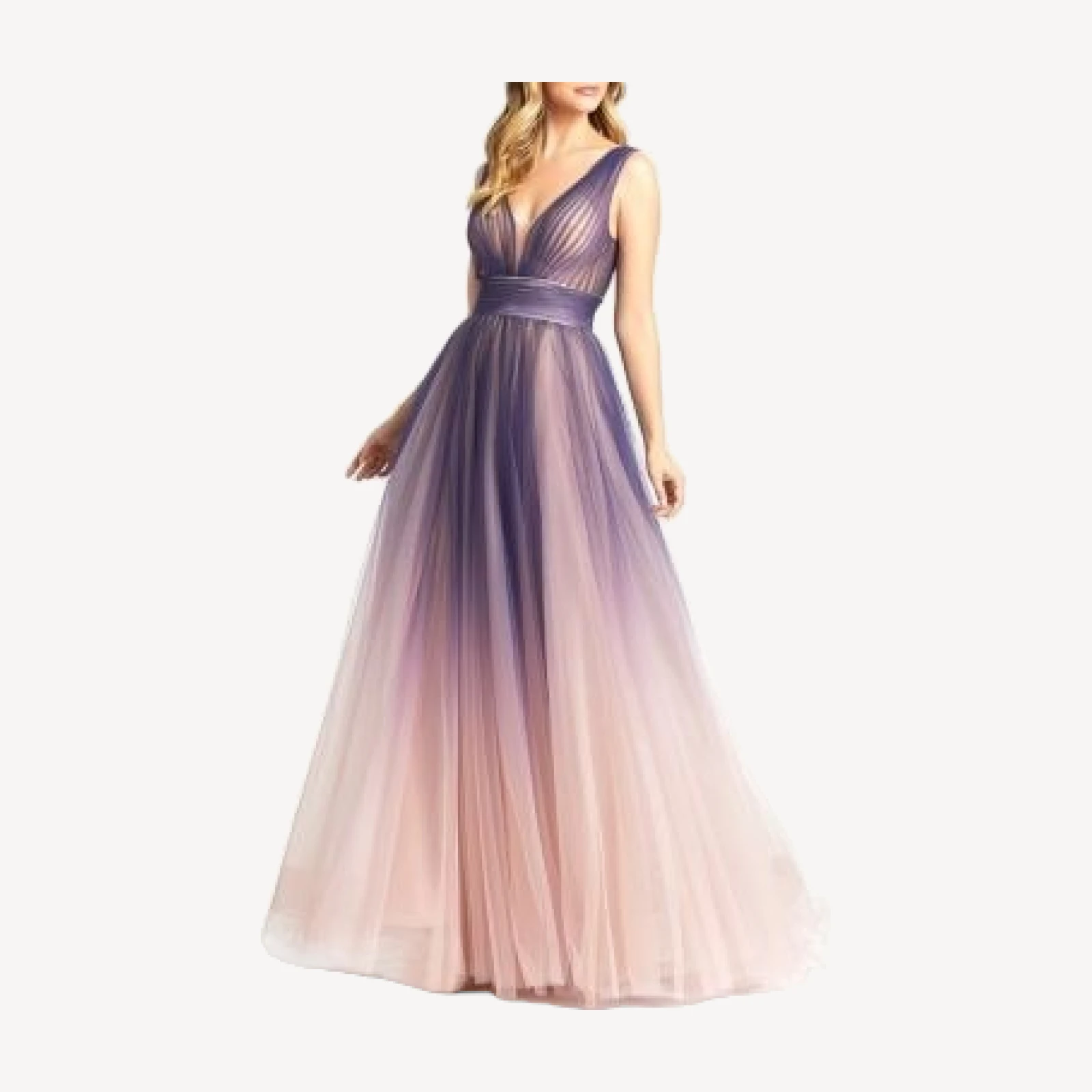 Mac Duggal Ombre V Neck Gown