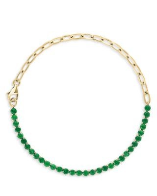 Bloomingdale's Fine Collection Emerald Chain Link Bracelet in 14K Yellow Gold