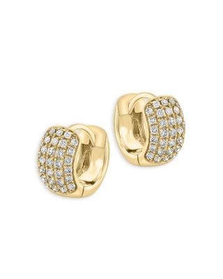 Bloomingdale's Fine Collection Pave Diamond Huggie Hoop Earrings in 14K Yellow Gold, 0.55 tcw