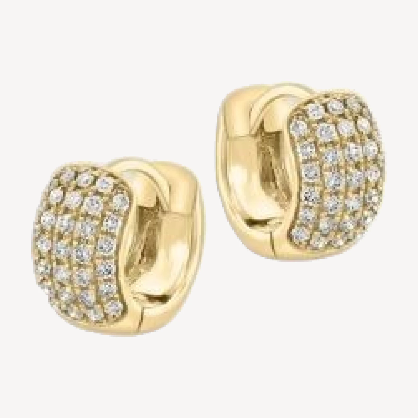 Bloomingdale's Fine Collection Pave Diamond Huggie Hoop Earrings in 14K Yellow Gold, 0.55 tcw