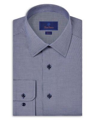 David Donahue Slim Fit Printed Stretch Twill Dress Shirt