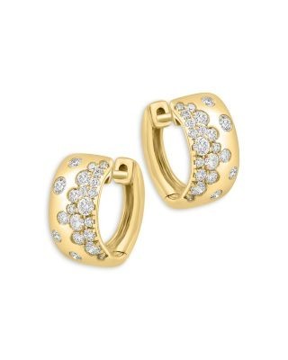 Bloomingdale's Fine Collection Scattered Diamond Huggie Hoop Earrings in 14K Yellow Gold, 0.5 tcw