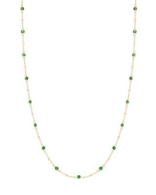 Bloomingdale's Fine Collection Emerald & Diamond Bezel Station Collar Necklace in 14K Yellow Gold, 16-18
