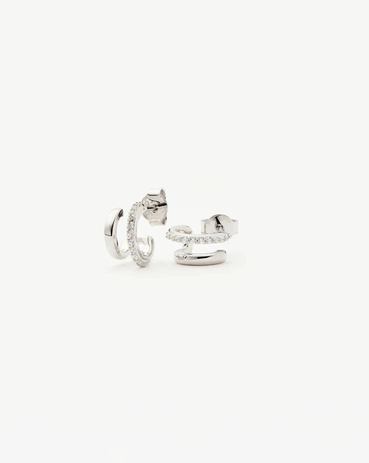Classic Double Huggies | Sterling Silver/Cubic Zirconia