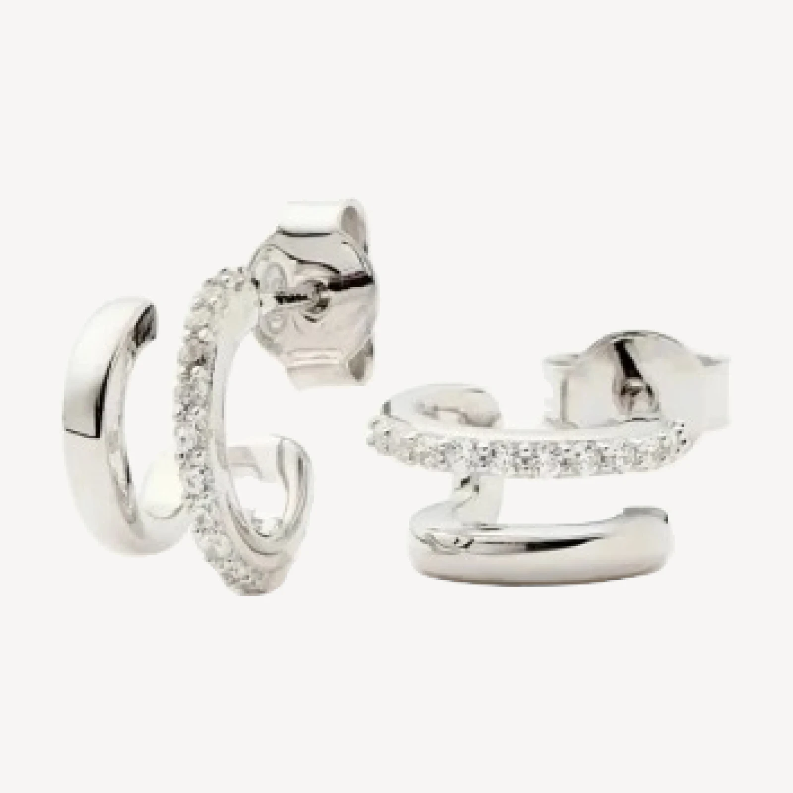 Classic Double Huggies | Sterling Silver/Cubic Zirconia