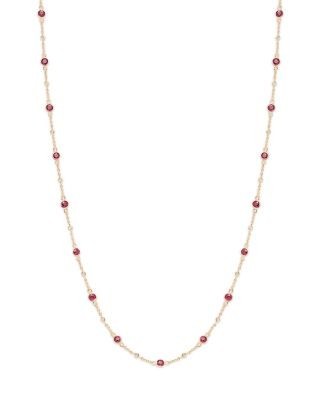 Bloomingdale's Fine Collection Ruby & Diamond Bezel Station Collar Necklace in 14K Yellow Gold, 16-18