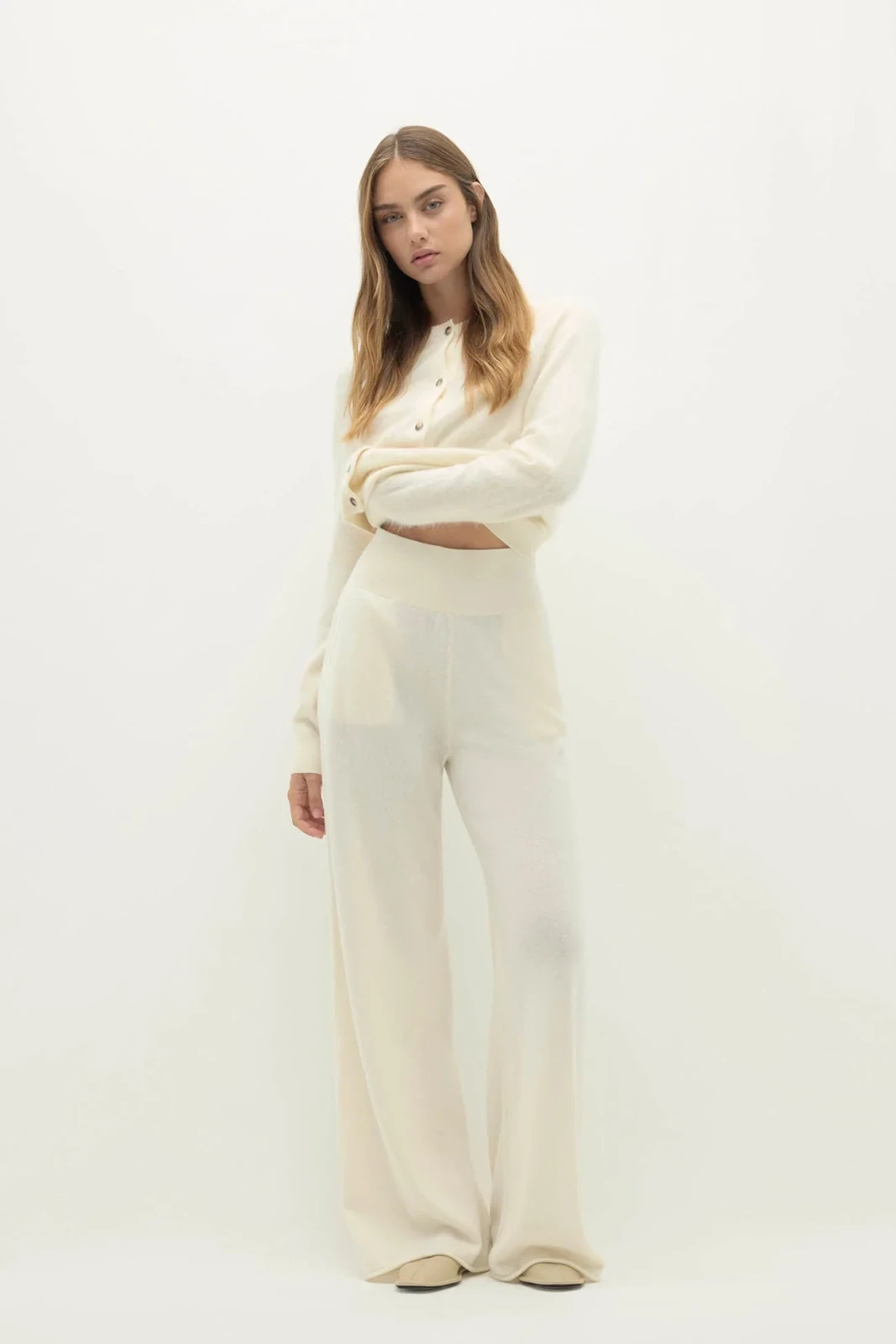 ANASTASIA WIDE LEG PANT - ECRU