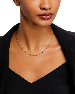 Bloomingdale's Fine Collection Blue Sapphire & Diamond Bezel Station Collar Necklace in 14K Yellow Gold, 16-18