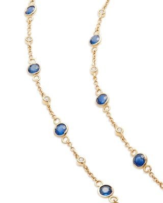 Bloomingdale's Fine Collection Blue Sapphire & Diamond Bezel Station Collar Necklace in 14K Yellow Gold, 16-18