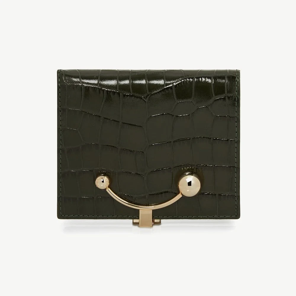Crescent Wallet - Croc Embossed Leather Forest
