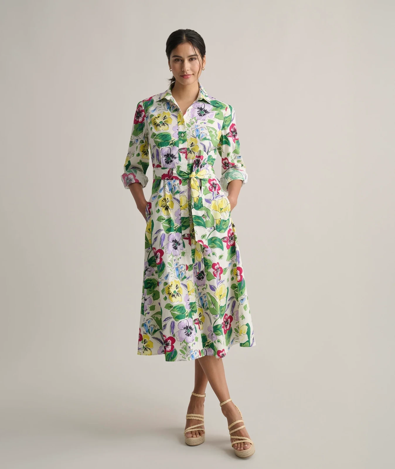 Stretch Cotton Floral Mariah Shirt Dress