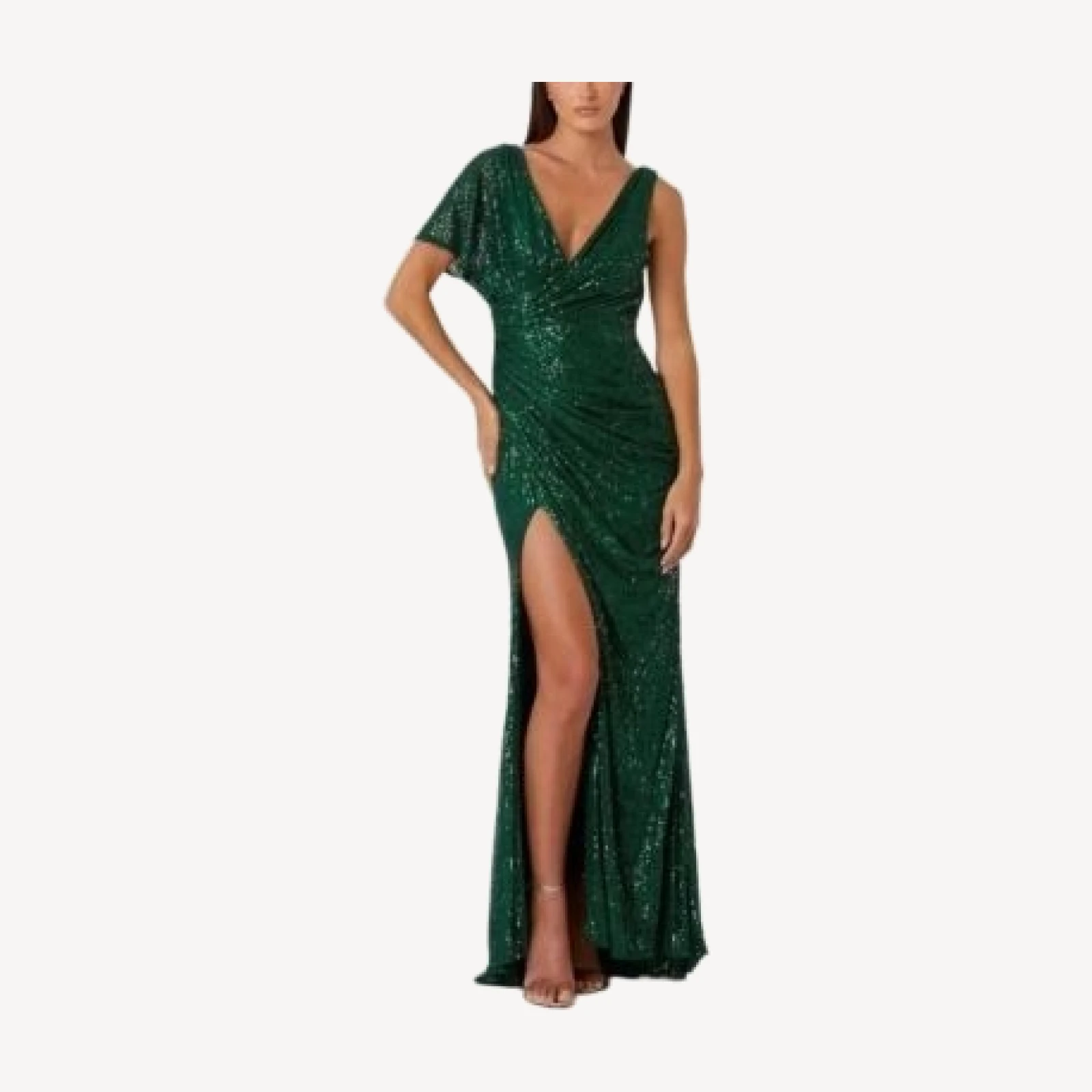 Mac Duggal Sequined Asymmetrical Draped Trumpet Gown