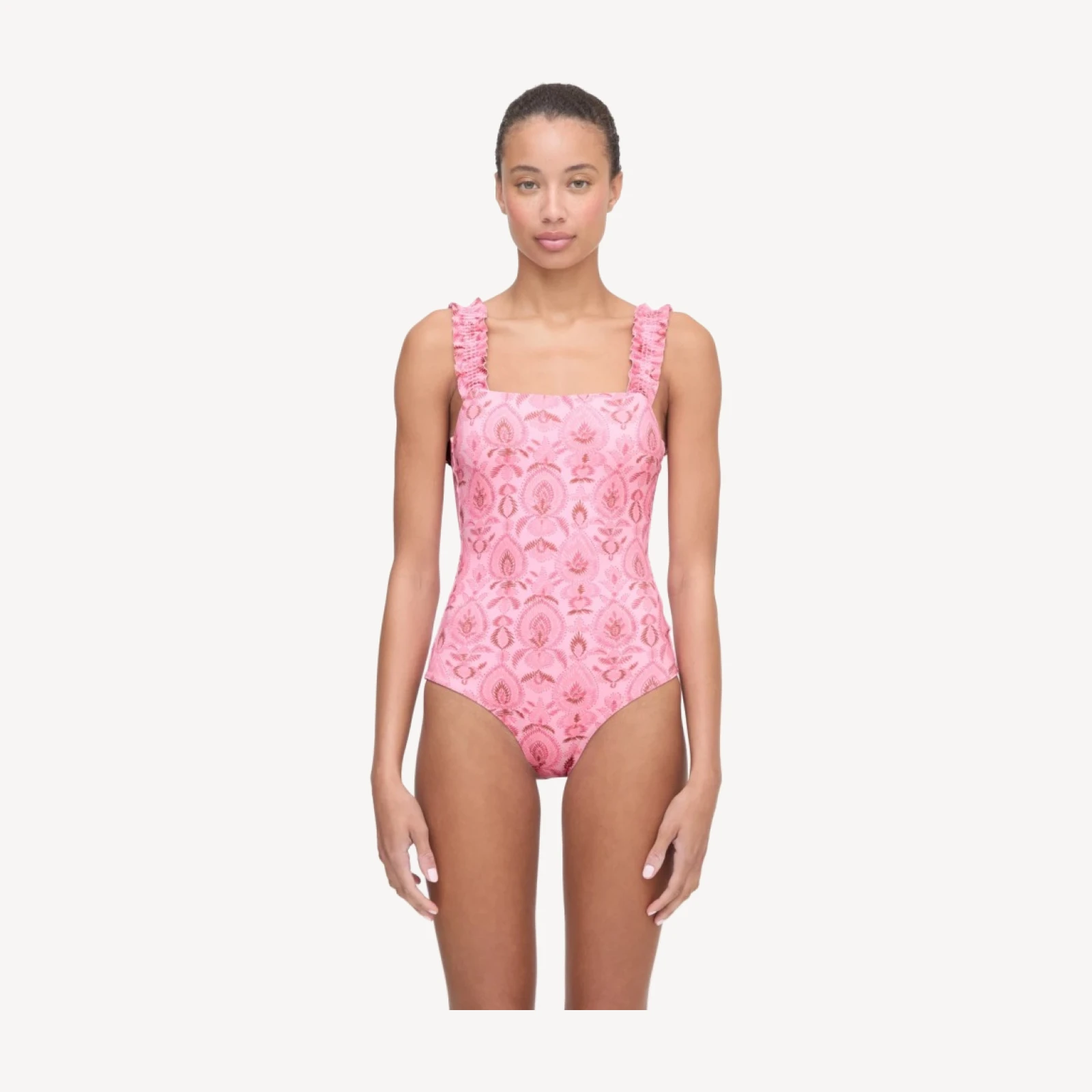 The Teagan One Piece - Pink Palm Ikat