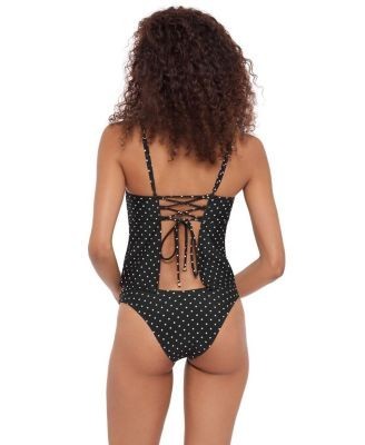 Steve Madden Lace Back Cami Tankini with Bow and Picot Edge Top, photo 3
