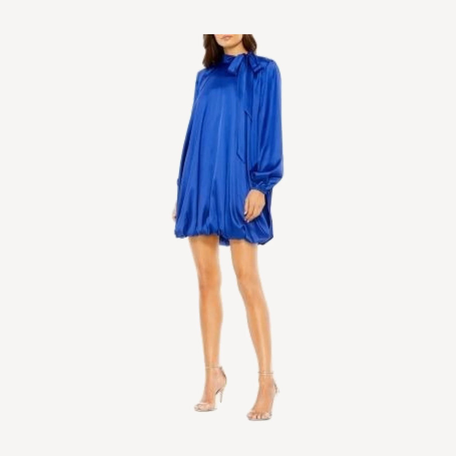 Mac Duggal High Neck Long Sleeve Bubble Hem Dress